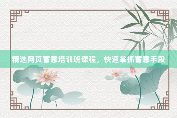 精选网页蓄意培训班课程，快速掌抓蓄意手段